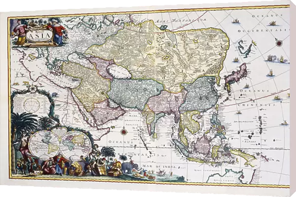 Map of Asia, c. 1696 (hand-coloured engraving)