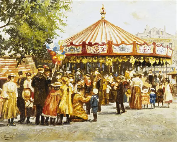 The Fairground, (oil on panel)