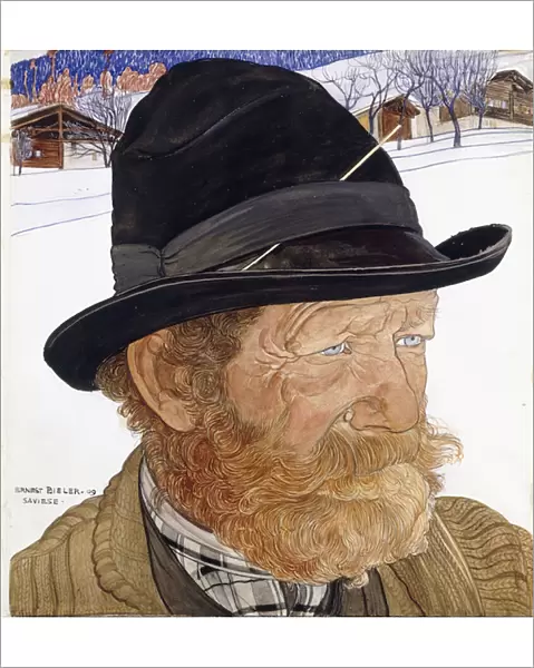 Man from Saviese, 1909 (w  /  c, gouache and pencil on vellum)
