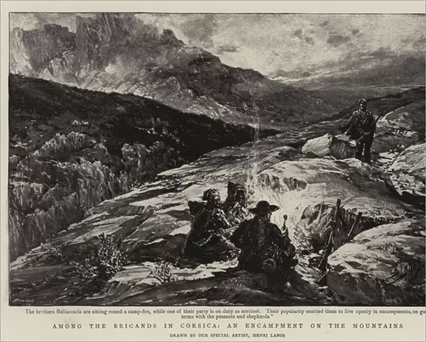 Among the Brigands in Corsica, an Encampment on the Mountains (litho)