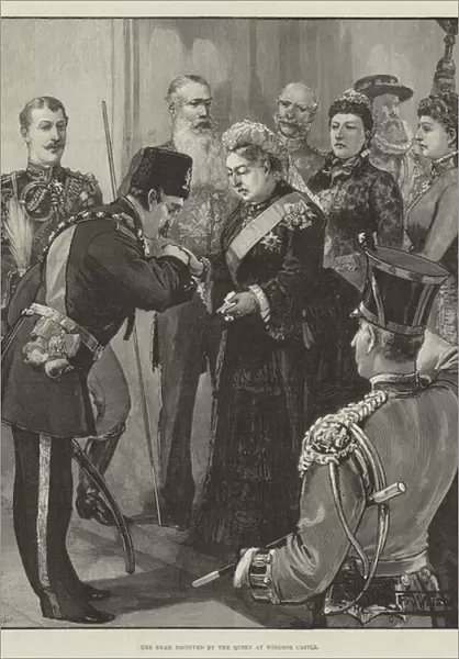 The Shah received by the Queen at Windsor Castle (engraving)