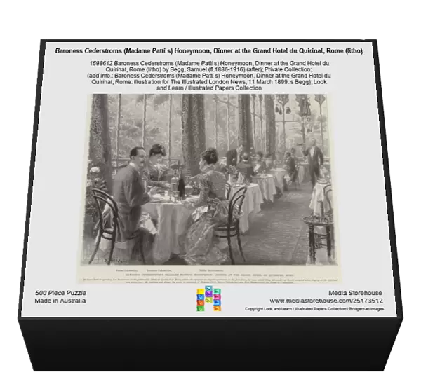 Baroness Cederstroms (Madame Patti s) Honeymoon, Dinner at the Grand Hotel du Quirinal, Rome (litho)