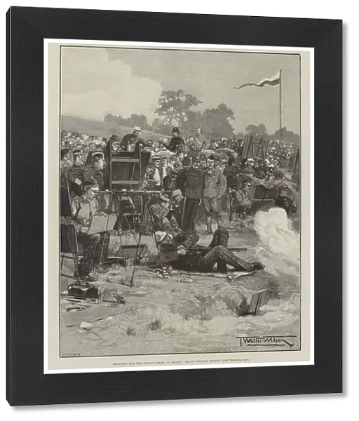 Shooting for the Queens Prize at Bisley, Major Pollock making the Winning Hit (engraving)