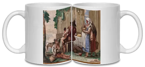 Peasant Family at Table, from the Room of Rustic Scenes, in the Foresteria (Guesthouse) 1757 (fresco)