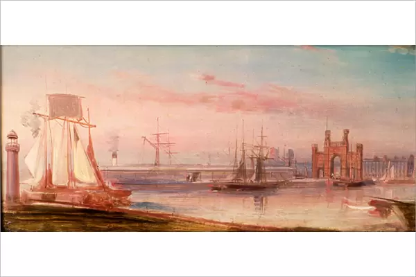 Earl Grey Dock, with Ship Sir Jamsetjee Family, 19th century (oil on millboard)