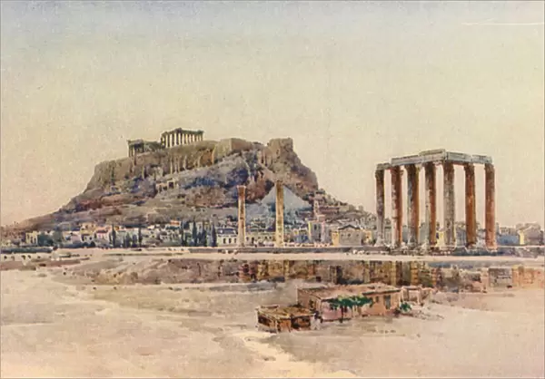 Acropolis, Athens, Greece (colour litho)