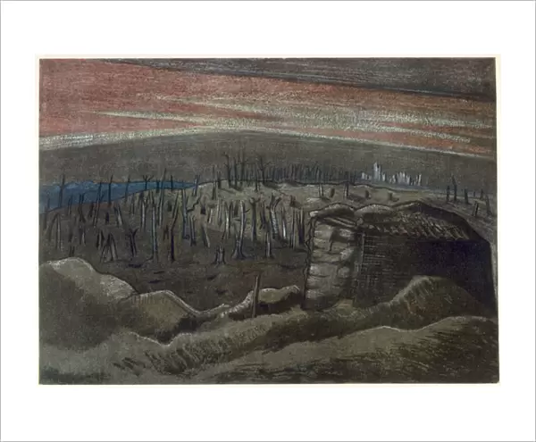 Sanctuary Wood, from British Artists at the Front, Continuation of The Western Front, Part Three, Paul Nash, 1918 (colour litho)