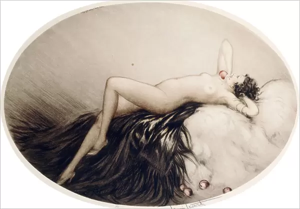 Reclining Nude with Apples, (drypoint and etching)