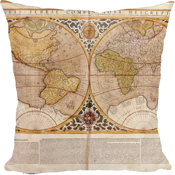 Atlas 1587: Orbis Terrae Compendiosa Descriptio de Rumold Mercator (1546  /  48-1599), third son of Gerhard Kremer, known as Gerardus Mercator
