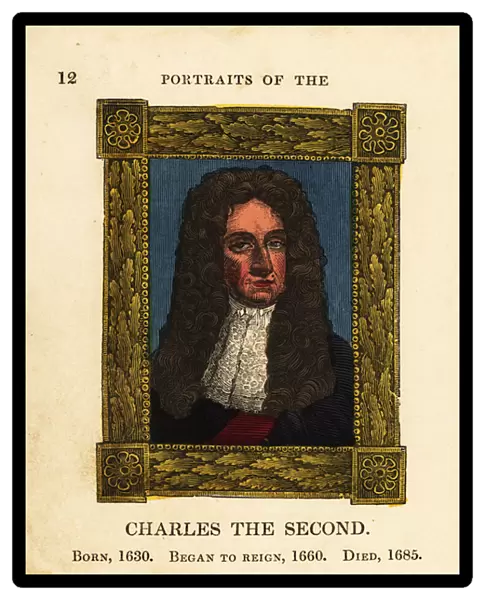 Portrait of King Charles the Second, Charles II of England, born 1630, began reign 1660 and died 1685