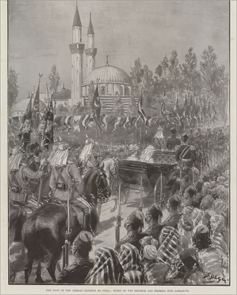 The Visit of the German Emperor to Syria, Entry of the Emperor and Empress into Damascus (litho)