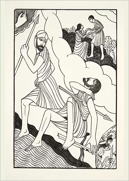 The Death of Troilus, 1927 (wood engraving)