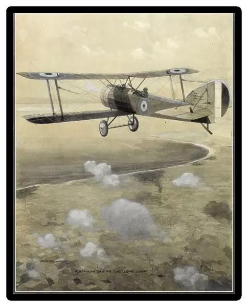 A Sopwith Taking the Long Jump, 1918 (monochrome w  /  c with gouache)
