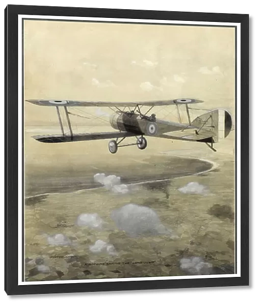 A Sopwith Taking the Long Jump, 1918 (monochrome w  /  c with gouache)