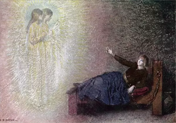 Joan of Arc: In Jeannes Cell (colour litho)