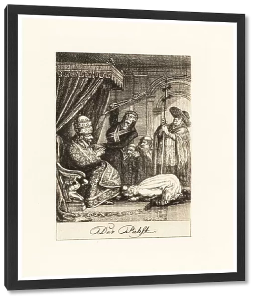 The skeleton of Death stabs the Pope on his throne. 1792. 1926 (engraving)