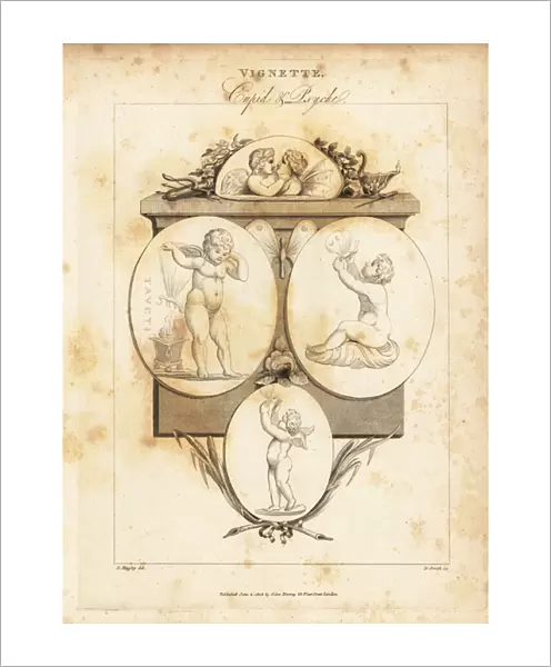 Gems illustrating Cupid and Psyche, 1812 (engraving)