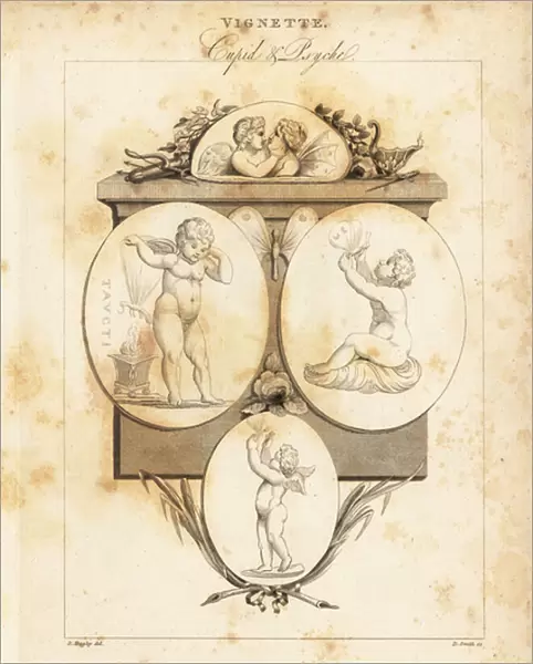 Gems illustrating Cupid and Psyche, 1812 (engraving)