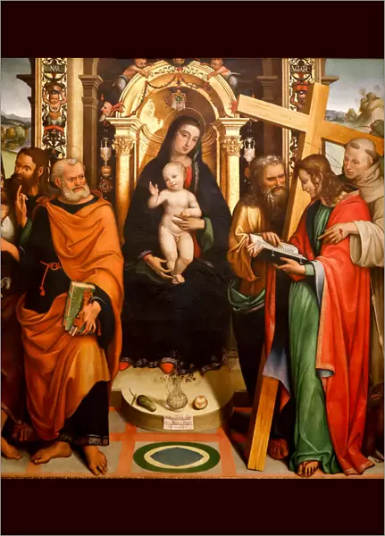 Madonna and Child with Saints. 16th century (Oil on Wood)