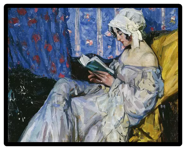 A Girl Reading in an Interior, (oil on panel)
