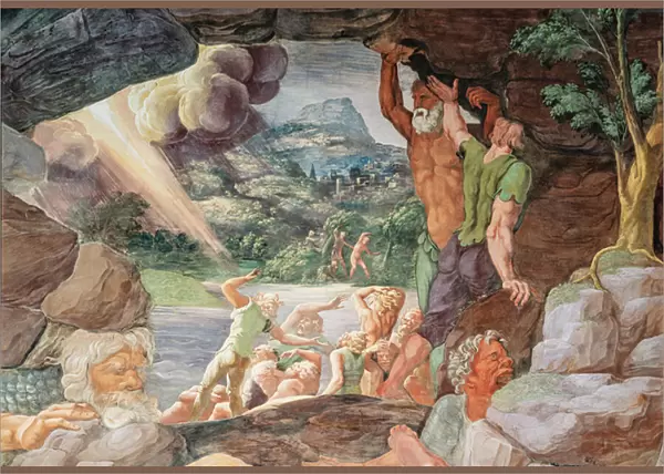 View of the Room of Giants (southern wall), detail with the lighting (fresco)