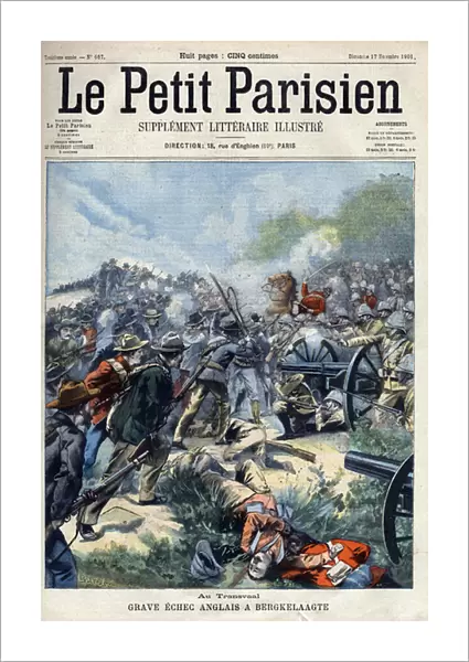 English defeat during the Boer War at Transvaal in Bergkelaagte. Engraving in 'Le Petit Parisien'on 17  /  11  /  1901