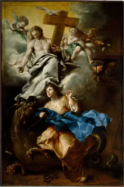 The ecstasy of Saint Margarita of Cortona (Margherita da Cortona), Franciscan Painting by Bartolomeo Guidobono (1654-1709) Genes, Musei di Strada Nuova (ex Palazzo Bianco)