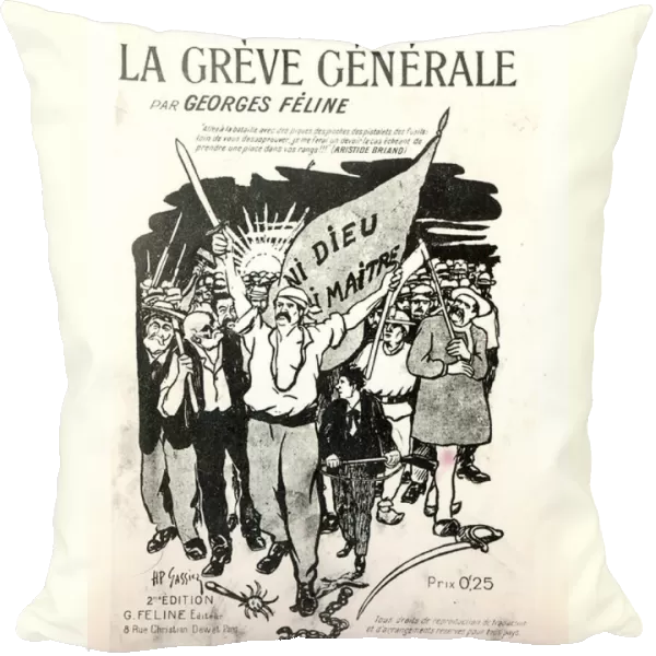 Score for the song La Greve Generale by Georges Feline, c. 1910 (litho) (b  /  w photo)