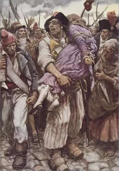The Scarlet Pimpernel to the Rescue, illustration for The Scarlet Pimpernel by Baroness Orczy (1865-1947) (colour litho)