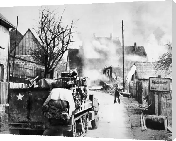 Allied troops entering Germany, 17th April 1945 (b  /  w photo)