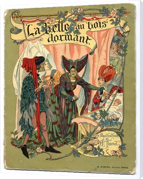An old fee seeing that she was not invited to the birth of the princess takes revenge by sending a curse on her cradle. Cover of 'La belle au bois dormant'