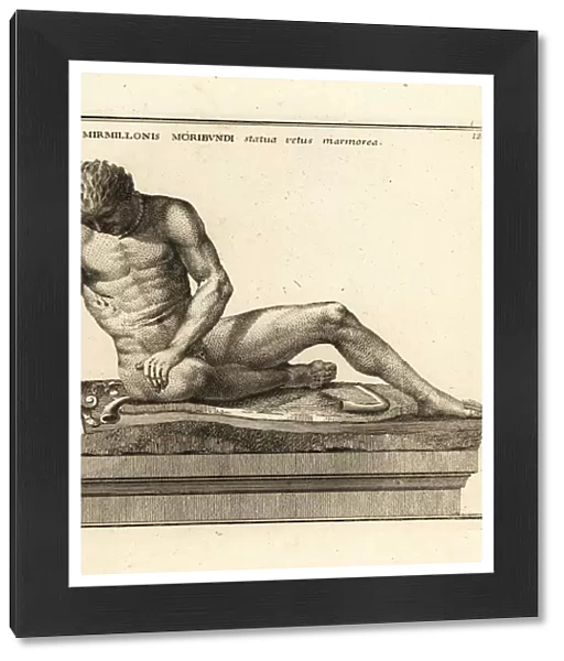The Dying Gaul, ancient Roman marble statue by Epigonus. 1779 (engraving)