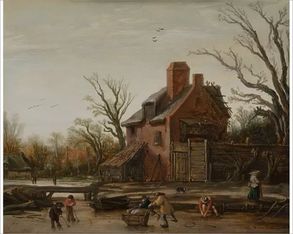 Winter Landscape with Farmhouse, 1624 (oil on panel)