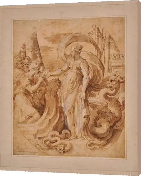 Circe and the companion of Ulysses, 16th century (Ink, Watercolour)