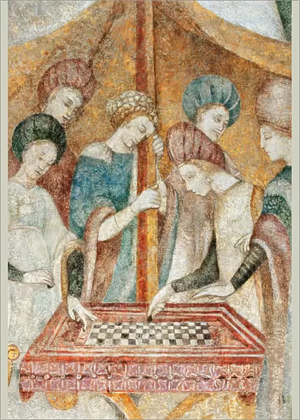 Bicocca degli Arcimboldi: 15th century fresco, detail of the game of checkers (fresco)