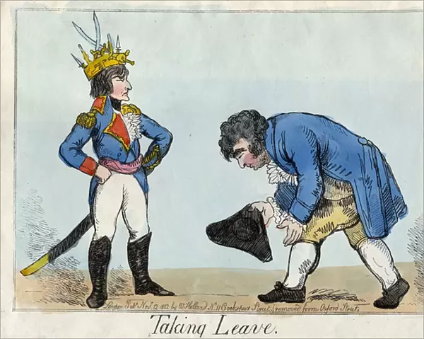 TAKING LEAVE, Charles James Fox bows to Napoleon, 1802 (engraving)
