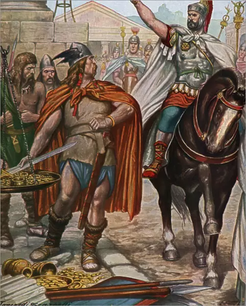 The Gallic leader Vercingetorix (80-46 BC) going to Jules Cesar (100-44 BC) to Alesia in 52 BC - Vercingetorix (72-46 BC) gallic leader, surrendering to Caesar in Alesia (France)