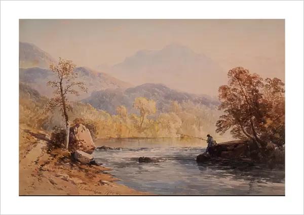 River Landscape, 19th century (Watercolour)