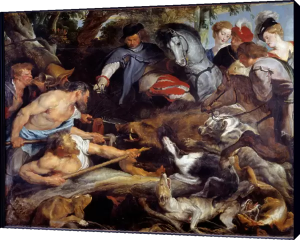 Boar hunting. Painting by Pierre Paul (Pierre-Paul) Rubens (or Peter Paul or Petrus Paulus) (1577-1640), 1615. Oil on canvas. Dim: 2, 50 x 3, 20m. Marseille, Musee Des Beaux Arts