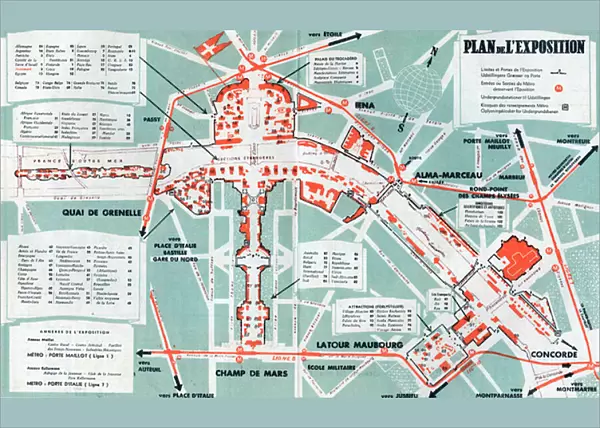 Map of the Paris World Fair, 1937 (litho)