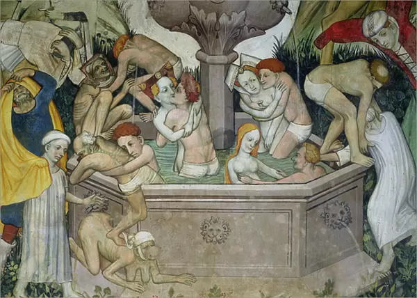 The Fountain of Life, detail of bathers in the fountain, 1418-30 (fresco)