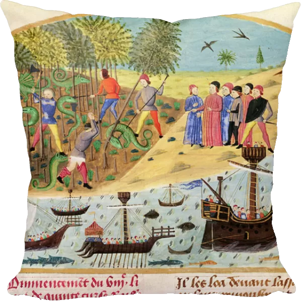 Ms 1335 f. 180 The Flotilla of Alexander the Great, from Vie d Alexandre le Grand (vellum)