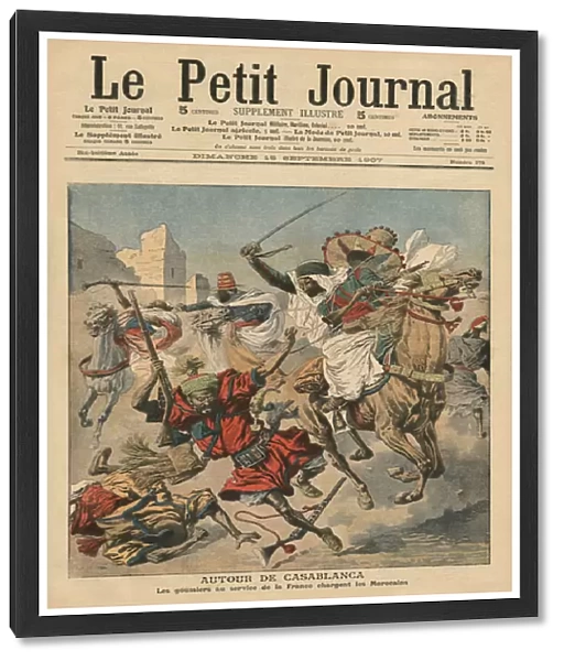 Near Casablanca, the goumiers charging at the Moroccans, illustration from Le Petit Journal, supplement illustre, 15th September 1907 (colour litho)