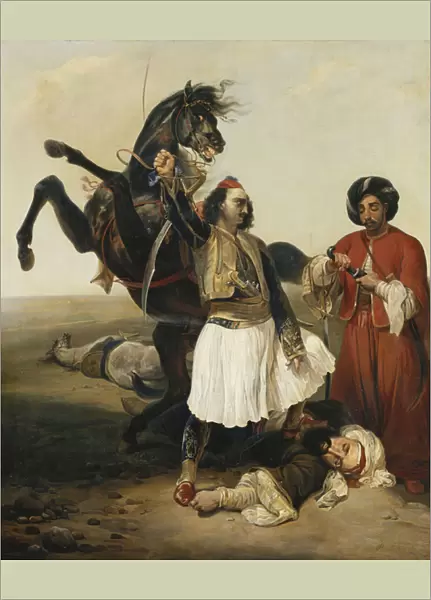 The Giaour, Conqueror of Hassan; Le Giaour, Vainqueur d Hassan, (oil on canvas)