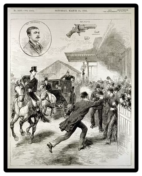 Attempt to Shoot the Queen at the Windsor Railway Station, from The Illustrated London News, 11th March 1882 (engraving)