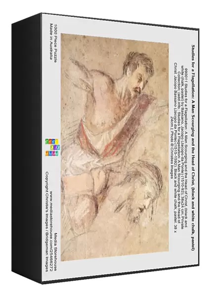 Studies for a Flagellation: A Man Scourging and the Head of Christ, (black and white chalk, pastel)
