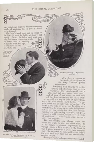 Page of an article on Kisses and Kissers from The Royal Magazine, 1902 (b  /  w photo)