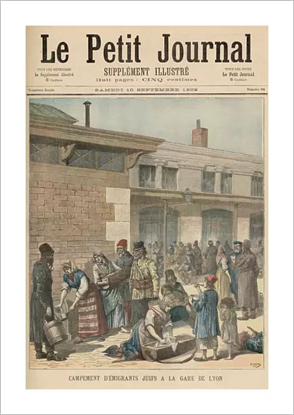 Jewish Refugee Camp in the Gare de Lyon, from Le Petit Journal, Supplement Illustre, 10th September 1892 (colour litho)