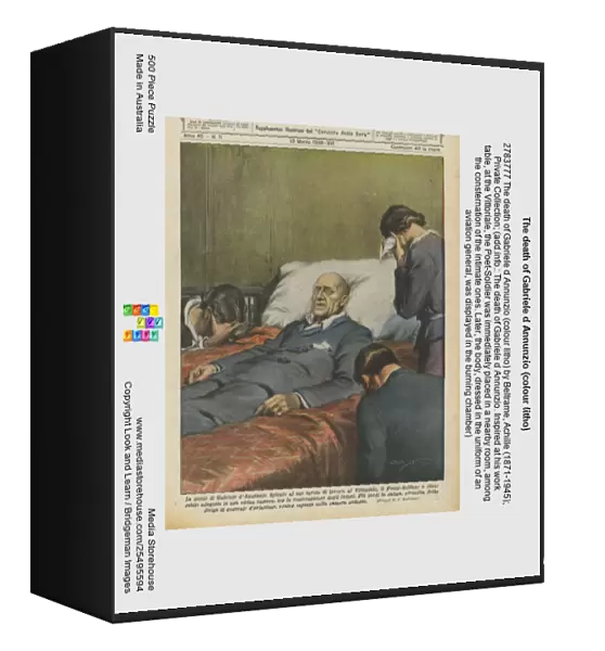The death of Gabriele d Annunzio (colour litho)