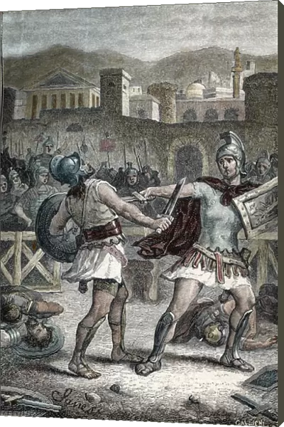 Battle between Horatii and Curiatii. Engraving, 1884